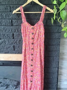 Japna dress Pink Floral Button-Front Summer dress